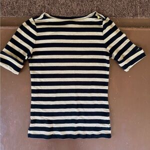 Lauren Ralph Lauren gold and black striped shirt. Women’s XS